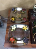 12 floral painted dishes