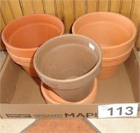 (5) Terracotta Planter Pots w/Plates