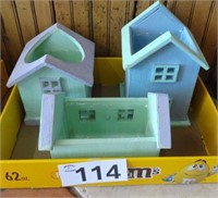 (3) House Shaped Planters