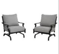 Set of 2 Dark Gray Steel Frame Conversation Chair