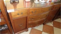 Vintage Curved Front Buffet Cabinet w/5 Drawers
