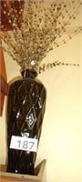 Large Ceramic Geometric Vase w/Decorative Stalks