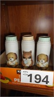 (3) Ceramic Baby Bottle – Raccoon & Dog