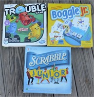 Trouble, Boggle Jr., Scrabble Jr. Board Games