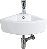 Bathroom Sink & Faucet Combo 13Lx18W White