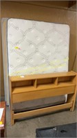 Pine queen headboard, frame, mattress and  box