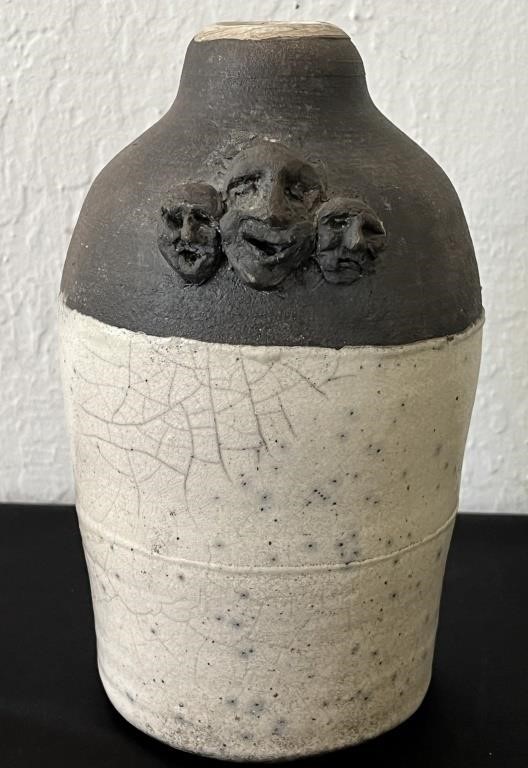 Signed Artisan Raku Pottery Vase
