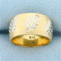Leaf Nature Design Diamond Band Ring in 14k Yellow