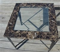 2 Matching Glass Top End Tables