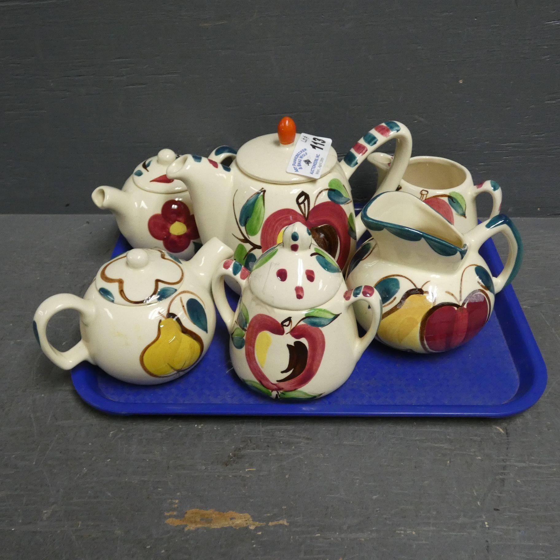 Purinton Apple Pottery Teapot & Creamers