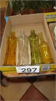 (4) Colored Bottles / Bud Vases