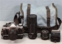 Vintage Canon AE-1 Camera w/ Lenses