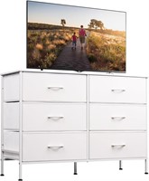 WLIVE Dresser  50 TV Stand  6-Drawer  White
