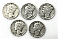 (5) Mercury Dimes : 1935, 1939, 1942, and 1943