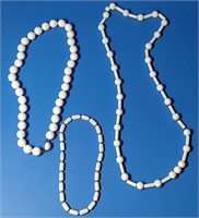 3 White Bead Necklaces