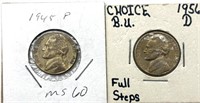 1945 and 1956-D Jefferson Nickels