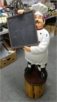 Resin Chef Figure with Chalkboard on Stand