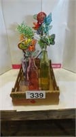 Colored Bottles – Bud Vases w/ Planter Stakes /