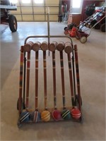 Vintage Croquet Set with Rack