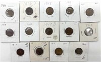(14) 1909-1919 Wheat Cents