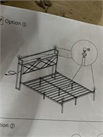 Queen Size Bed Frame with Charging Station,