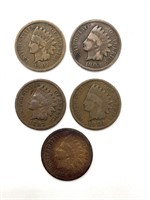 (5) Indian Head Cents : 1882, 1897, 1901, 1903,