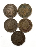 (5) Indian Head Cents : 1896, 1897, 1903, 1905,