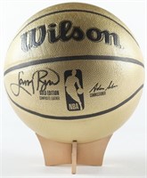 Autographed Larry Bird Gold Basketball Display