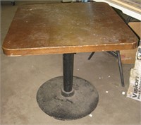 Small Wood Table w/Iron Base 30 1/4 x 30 1/2 x 29