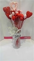 Assorted Heart Stakes in Glass Vase