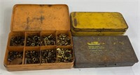 Metal Boxes 2 Empty & 1 With Brass Nuts & Bolts