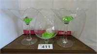 (3) Glass Champagne Glasses / Snifer
