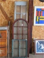 Lot of 3 Wooden Glass Hanging Windows