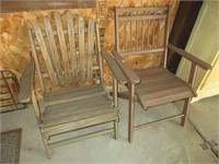 Lot of Two Wooded Folding Chairs