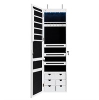 5 Leds Lockable Mirror Jewelry Cabinet Armoire