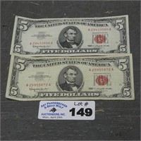 (2) Red Sealed $5 Bills