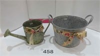 Tin Basket Planter / Watering Can