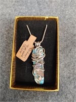 Natural Turquoise Jasper Wire Wrapped/Handmade