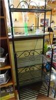 Metal Bakers Rack w/ Glass Panels over Shelves
