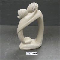 White Soapstone Carved Lovers Statue