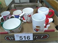 (3) Snoopy Mugs / (2) Christmas Mugs