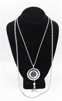 SILVER-TONED TWO LAYER NECKLACE