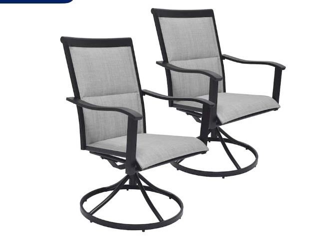 Set of 2Black Steel Frame Swivel Dining Chair