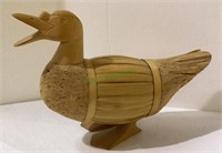 Carved wooden and cork/rattan duck decoy