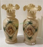 Beautiful pair of antique mantle vases - delicate