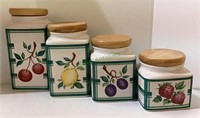Very nice ceramic with wood top canister set and