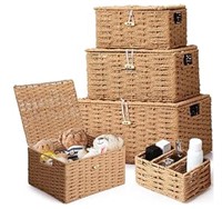 5 Set Woven Stackable Storage Baskets