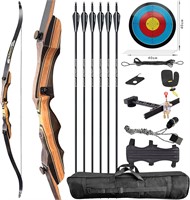 20LBS Left-Handed Recurve Bow Set  62  Wooden