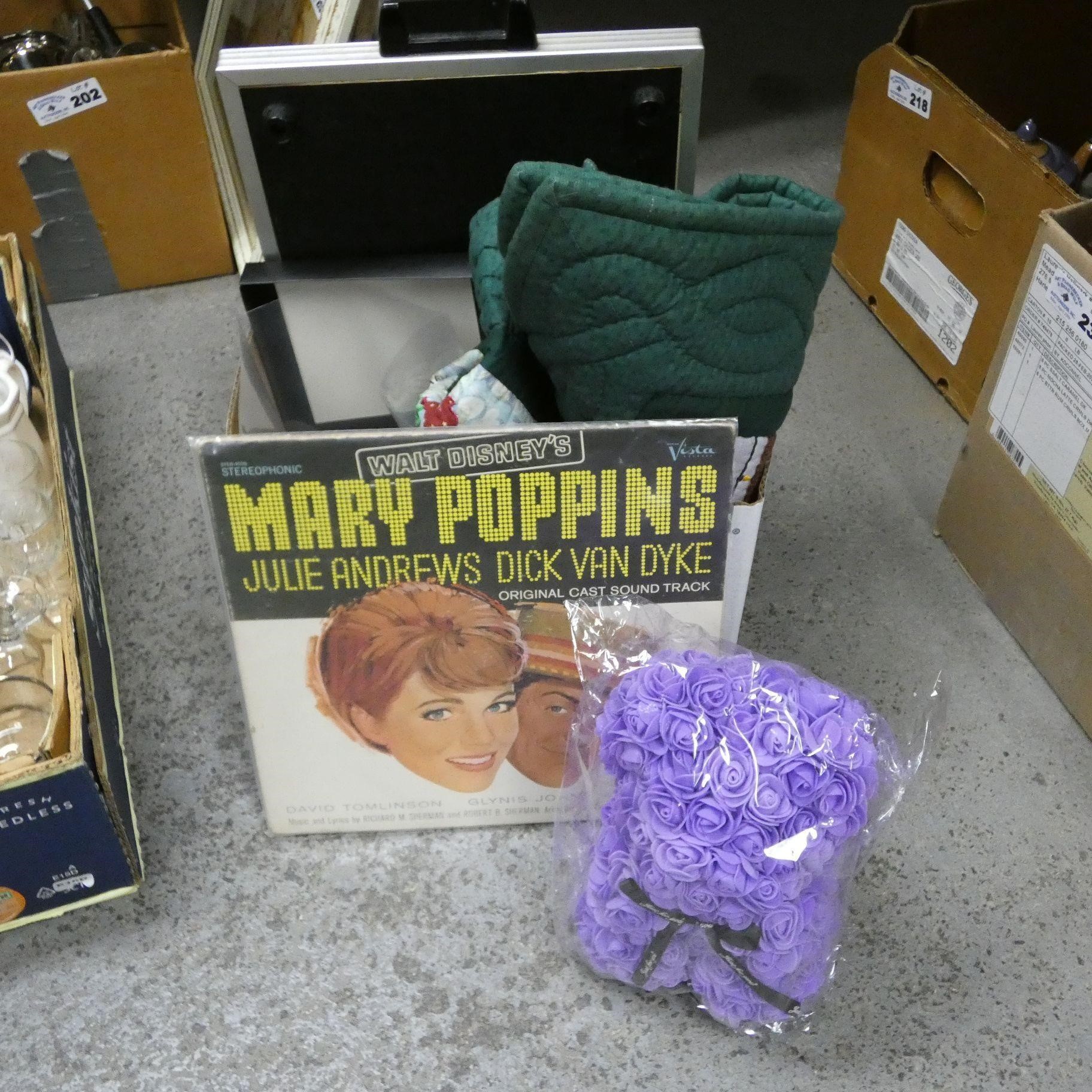 Modern Quilt, Rose Teddy Bear, Mary Poppins Record