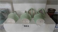 (3) Green Ceramic Baskets